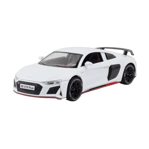 1 24 Für Audi R8 V10 Plus Legierung Sportwagen Modell Druckguss Metall Spielzeug Rennwagen Sound Und Licht Druckgussmodelle Motorfahrzeuge(White B) von DUEVEL