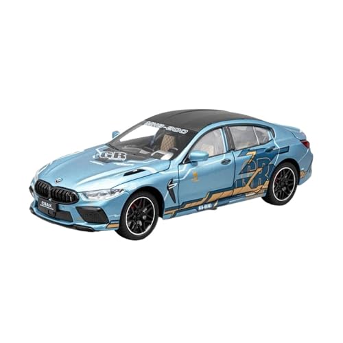 1 24 Für BMW M8 Simulation Legierung Auto Modell Sammlung Dekoration Geschenk Spielzeug Tür Öffnende Sound Und Licht Druckgussmodelle Motorfahrzeuge(Blau) von DUEVEL