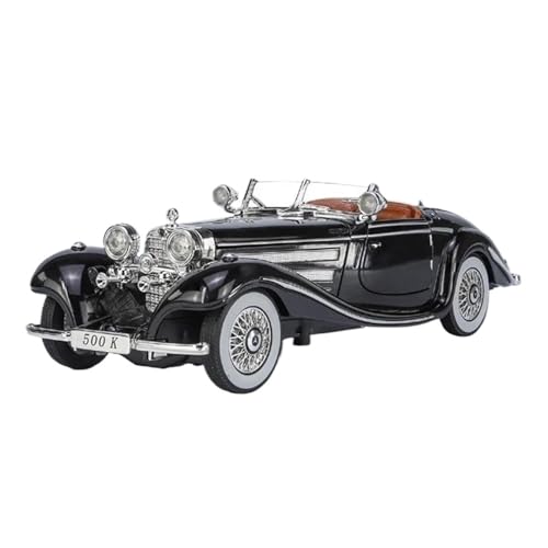 1 24 Für Benz 500K 1936 Legierung Auto Modell Metall Klassische Fahrzeug Auto Modell Simulation Sound Sammlung Spielzeug Druckgussmodelle Motorfahrzeuge(Schwarz) von DUEVEL