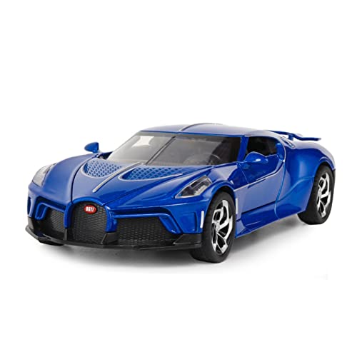 1 24 Für Bugatti La Voiture Noire Legierung Auto Metall Sammlung Modellauto Sound and Light Druckgussmodelle Motorfahrzeuge(Blau) von DUEVEL