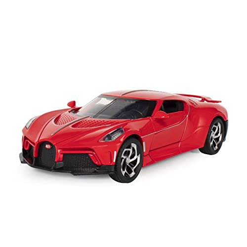 1 24 Für Bugatti La Voiture Noire Legierung Auto Metall Sammlung Modellauto Sound and Light Druckgussmodelle Motorfahrzeuge(Rot) von DUEVEL