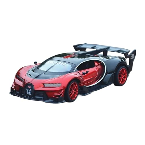 1 24 Für Bugatti Vision GT Legierung Auto Druck Druck Spielzeug Auto Modell Sound Und Licht Ziehen Auto Spielzeug Druckgussmodelle Motorfahrzeuge(Rot) von DUEVEL