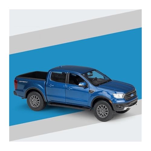 1 24 Für Ford Ranger 2019 Pickup LKW Auto Modell Miniatur Skala Modell Auto Spielzeug Geschenk Druckgussmodelle Motorfahrzeuge(Blau) von DUEVEL