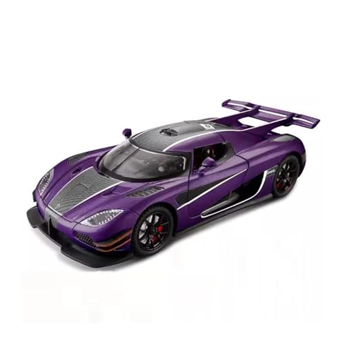 1 24 Für Koenigsegg One Legierung Automodell Sound Und Licht Pull Back Metall Sportwagen Geschenk Druckgussmodelle Motorfahrzeuge(Purple) von DUEVEL