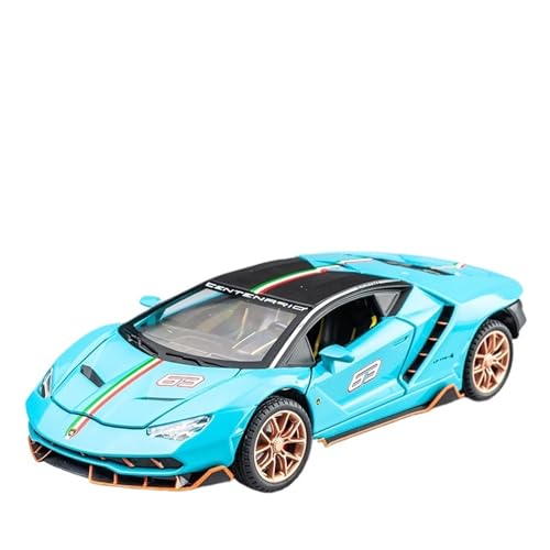 1 24 Für Lamborghini LP770-4 Legierung Spielzeug Modell Spielzeug Sound Und Licht Spielzeug Druckgussmodelle Motorfahrzeuge(Blau) von DUEVEL