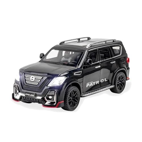 1 24 Für Nissan Patrol Off-Road SUV Legierung Modell Auto Diecast Auto Spielzeug Modell Sammeln Spielzeug Auto Sound Licht Auto Druckgussmodelle Motorfahrzeuge(Schwarz) von DUEVEL