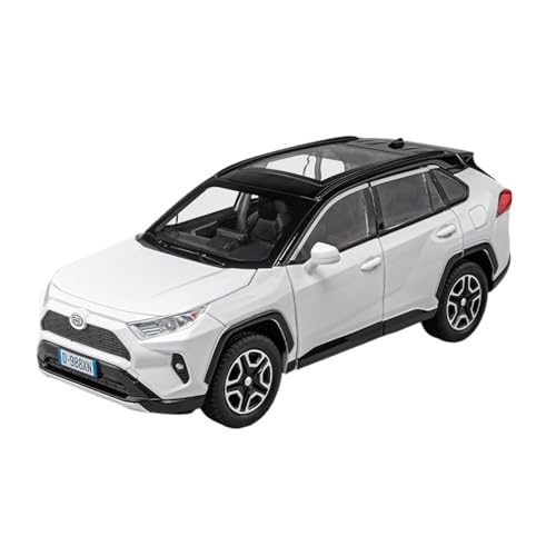 1 24 Für RAV4 SUV Legierung Auto Druckguss Spielzeug Auto Modell Sound Und Licht Zurückziehen Auto Spielzeug Geschenke Druckgussmodelle Motorfahrzeuge(Weiß) von DUEVEL