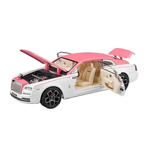 1 24 Für Rolls-Royce Phantom Mansory Legierung Auto Druckguss Auto Modell Sound Und Licht Pull Back Auto Spielzeug Druckgussmodelle Motorfahrzeuge(White Pink) von DUEVEL