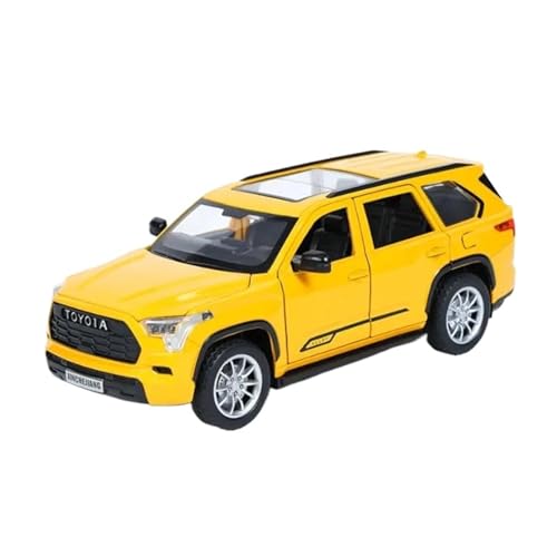 1 24 Für Sequoia SUV Legierung Druckguss Modell Metall Geländewagen Auto Modell Sound Und Licht Geschenk Druckgussmodelle Motorfahrzeuge(Yellow) von DUEVEL