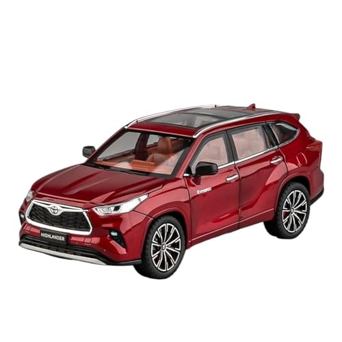 1 24 Für Toyota Highlander SUV Legierung Auto Modell Diecast Spielzeug Metall Geländewagen Sound Und Licht Auto Modell Druckgussmodelle Motorfahrzeuge(Rot) von DUEVEL