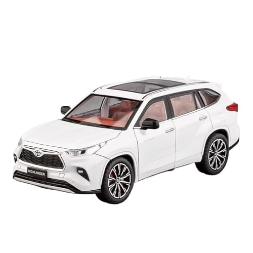 1 24 Für Toyota Highlander SUV Legierung Auto Modell Diecast Spielzeug Metall Geländewagen Sound Und Licht Auto Modell Druckgussmodelle Motorfahrzeuge(White) von DUEVEL