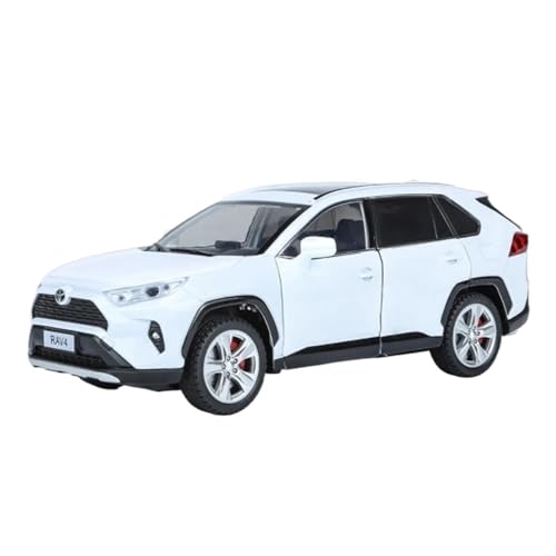 1 24 Für Toyota RAV4 SUV Legierung Auto Modell Diecast Metall Spielzeug Fahrzeuge Sound Und Licht Auto Modell Enthusiasten Druckgussmodelle Motorfahrzeuge(White) von DUEVEL