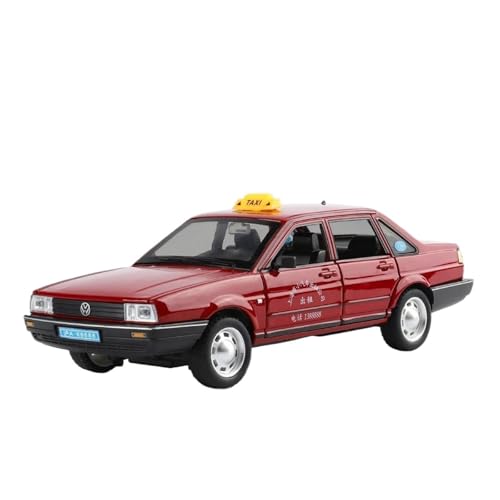 1 24 Für Volkswagen Santana City Taxi Maßstab Modell Druckguss Auto Modell Spielzeug Sammlung Geschenk Sound Und Licht Druckgussmodelle Motorfahrzeuge(Rot) von DUEVEL