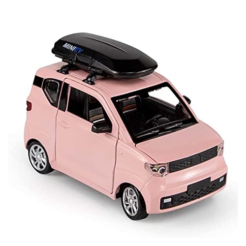 1 24 Für WULING Mini EV Spielzeug Metalllegierung Diecast Automodell Mit Pull Back Sound Light DIY Druckgussmodelle Motorfahrzeuge(Rosa) von DUEVEL