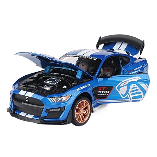 1 24 for Ford Mustang Shelby GT500. Casting Car-Modell Kinder-Pullback-Auto-Spielzeugauto Druckgussmodelle Motorfahrzeuge(Blau) von DUEVEL