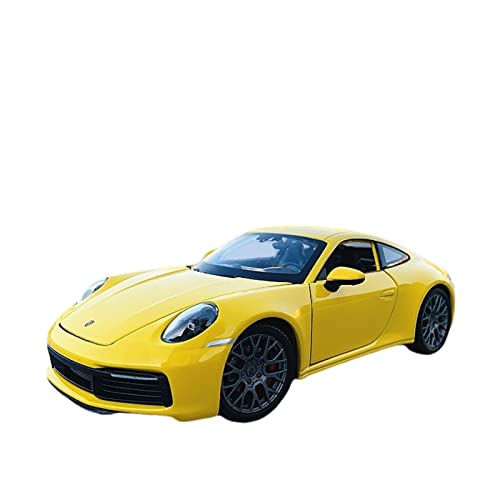 1 24 for Porsche 911 Carrera-Druckguss-Modell Kinderspielzeugmodell Auto Geschenksammlung Druckgussmodelle Motorfahrzeuge(Yellow) von DUEVEL