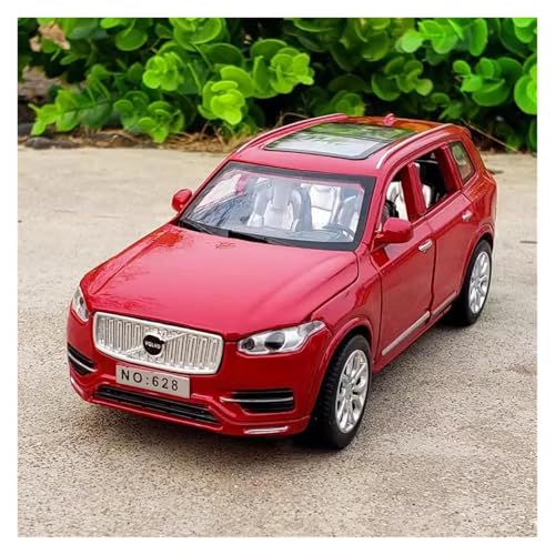 1 32 Diecast Auto Für Volvo XC90 Modell Spielzeug Offene Tür Pull Back Musik Licht Miniaturmodell Druckgussmodelle Motorfahrzeuge(Rot) von DUEVEL