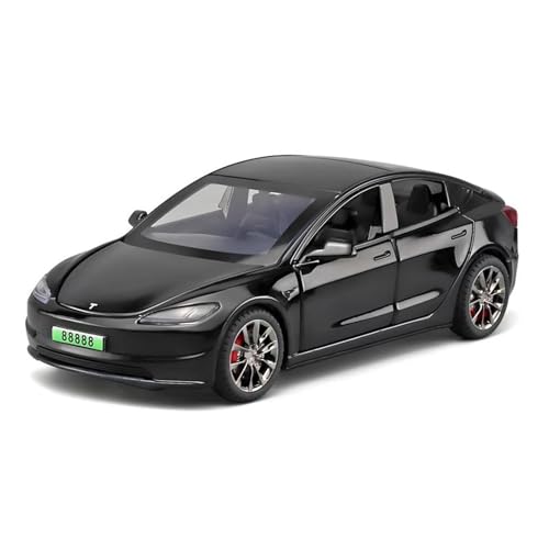 1 32 Für 2024 Modell 3 Legierung Auto Modell Fahrzeug Modell Simulation Sound Und Licht Modell Spielzeug Geschenk Druckgussmodelle Motorfahrzeuge(Black A) von DUEVEL