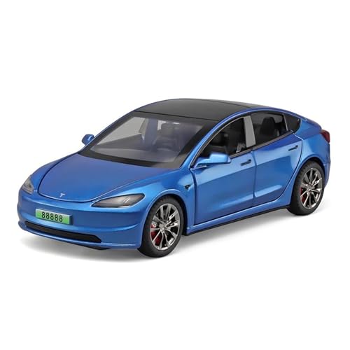 1 32 Für 2024 Modell 3 Legierung Auto Modell Fahrzeug Modell Simulation Sound Und Licht Modell Spielzeug Geschenk Druckgussmodelle Motorfahrzeuge(Blue A) von DUEVEL