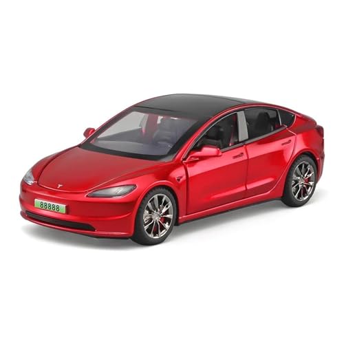 1 32 Für 2024 Modell 3 Legierung Auto Modell Fahrzeug Modell Simulation Sound Und Licht Modell Spielzeug Geschenk Druckgussmodelle Motorfahrzeuge(Red A) von DUEVEL