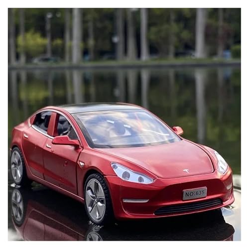 1 32 Für 2024 Modell 3 Legierung Auto Modell Fahrzeug Modell Simulation Sound Und Licht Modell Spielzeug Geschenk Druckgussmodelle Motorfahrzeuge(Red B) von DUEVEL