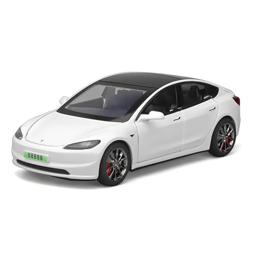 1 32 Für 2024 Modell 3 Legierung Auto Modell Fahrzeug Modell Simulation Sound Und Licht Modell Spielzeug Geschenk Druckgussmodelle Motorfahrzeuge(White A) von DUEVEL