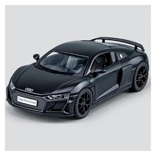 1 32 Für Audi R8 Coupe Druckguss Metall Fahrzeug Auto Modell Sound Und Licht Simulation Auto Spielzeug Geschenk Druckgussmodelle Motorfahrzeuge(Schwarz) von DUEVEL