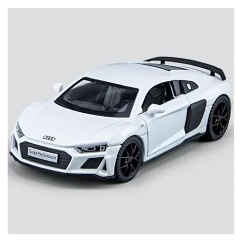 1 32 Für Audi R8 Coupe Druckguss Metall Fahrzeug Auto Modell Sound Und Licht Simulation Auto Spielzeug Geschenk Druckgussmodelle Motorfahrzeuge(White) von DUEVEL