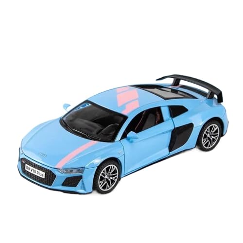 1 32 Für Audi R8 V10 Plus Sport Auto Druckguss Spielzeug Auto Sound Und Licht Auto Modell Sammlung Druckgussmodelle Motorfahrzeuge(Blau) von DUEVEL