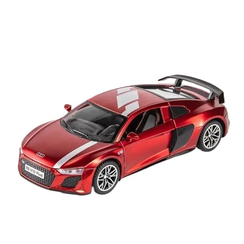 1 32 Für Audi R8 V10 Plus Sport Auto Druckguss Spielzeug Auto Sound Und Licht Auto Modell Sammlung Druckgussmodelle Motorfahrzeuge(Rot) von DUEVEL