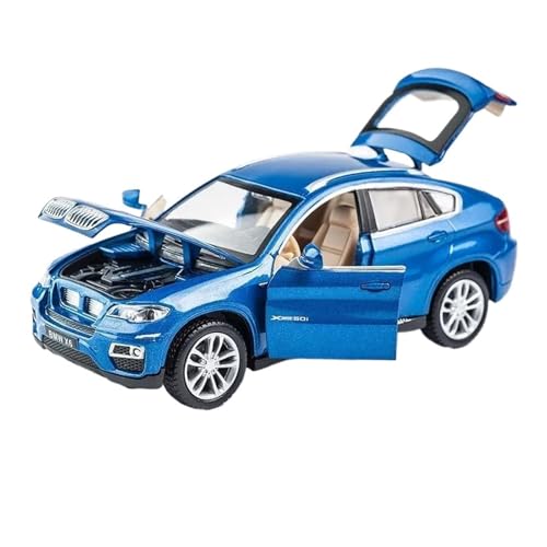 1 32 Für BMW X6 SUV Legierung Muscle Car Modell Sound Und Licht Pull Back Miniatur Spielzeug Sammlung Druckgussmodelle Motorfahrzeuge(Blau) von DUEVEL