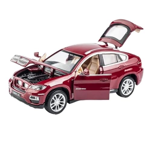 1 32 Für BMW X6 SUV Legierung Muscle Car Modell Sound Und Licht Pull Back Miniatur Spielzeug Sammlung Druckgussmodelle Motorfahrzeuge(Rot) von DUEVEL