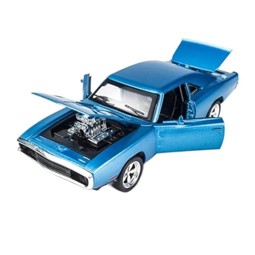 1 32 Für Dodge Charger Legierung Modell Druckguss Metall Muscle Car Modell Simulation Sound Und Licht Sammlung Druckgussmodelle Motorfahrzeuge(Blau) von DUEVEL