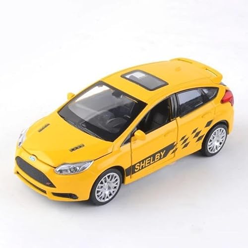 1 32 Für Ford Focus ST Legierung Auto Druckguss Spielzeug Modell Mit Sound Und Licht Sammlung Junge Spielzeug Druckgussmodelle Motorfahrzeuge(Yellow) von DUEVEL