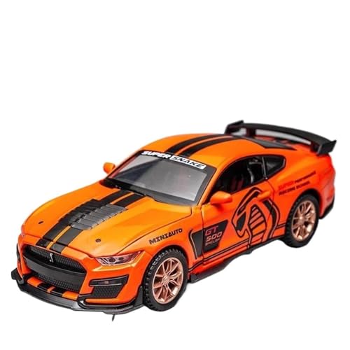 1 32 Für Ford Mustang Shelby GT500 Zink-Legierung Modell Auto Pull Back Auto Mit Sound Und Licht Druckgussmodelle Motorfahrzeuge(Orange) von DUEVEL