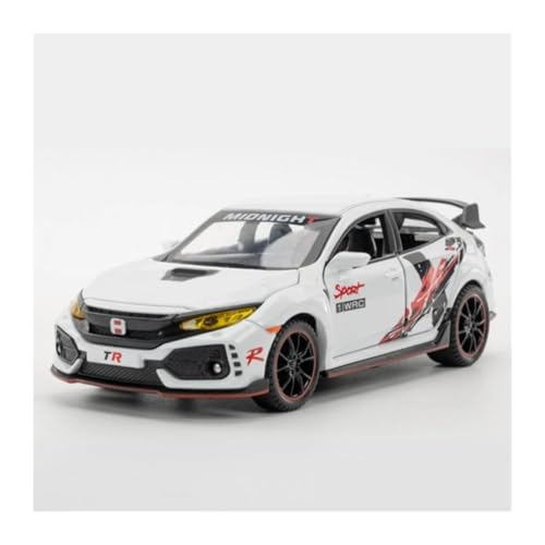 1 32 Für Honda Civic Type R Legierung Sportwagenmodell Zinklegierung Modell Pull Back Auto Mit Ton Und Licht Druckgussmodelle Motorfahrzeuge(Modified White 2) von DUEVEL