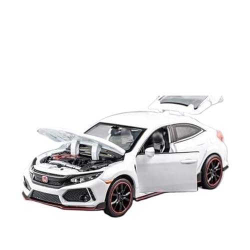 1 32 Für Honda Civic Type R Legierung Sportwagenmodell Zinklegierung Modell Pull Back Auto Mit Ton Und Licht Druckgussmodelle Motorfahrzeuge(White 1) von DUEVEL