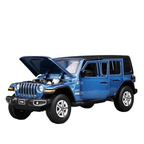 1 32 Für Jeep Sahara Wrangler Modell Sound Und Licht Stoßdämpfer Legierung Spielzeug Sammlung Geschenk Druckgussmodelle Motorfahrzeuge(Blau) von DUEVEL