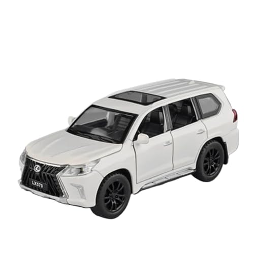 1 32 Für Lexus LX570 SUV Maßstab Druckguss Modell Auto Metall Spielzeug Auto Auto Modell Mit Ton Und Licht Druckgussmodelle Motorfahrzeuge(White) von DUEVEL