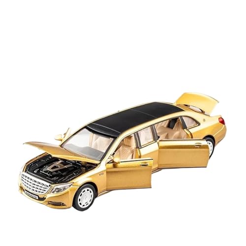 1 32 Für Maybach S650 Extended Edition Metalldruckguss Automodell Licht Sound Spielzeug Druckgussmodelle Motorfahrzeuge(Golden) von DUEVEL