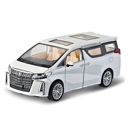 1 32 Für Toyota Alphard MPV Druckguss Auto Modell Fahrzeug Miniatur Zurück Sound Und Licht Tür Kann Geöffnet Werden Druckgussmodelle Motorfahrzeuge(Blau) von DUEVEL