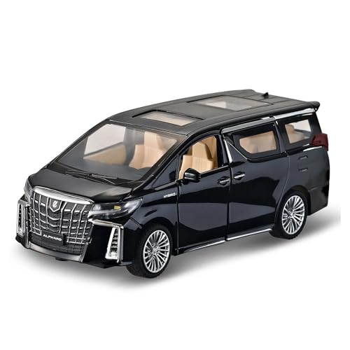 1 32 Für Toyota Alphard MPV Druckguss Auto Modell Fahrzeug Miniatur Zurück Sound Und Licht Tür Kann Geöffnet Werden Druckgussmodelle Motorfahrzeuge(Schwarz) von DUEVEL