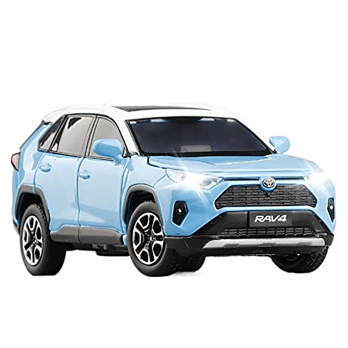 1 32 Für Toyota RAV4 Alloy Die Cast Fahrzeuge Metall Auto Modell Mit Sound Light Collection Spielzeug Geschenk Druckgussmodelle Motorfahrzeuge(Blau) von DUEVEL