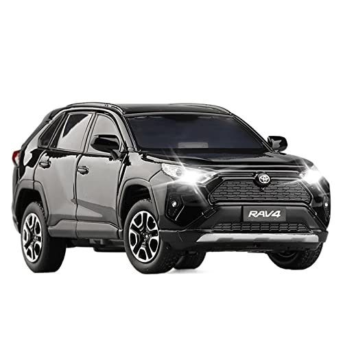 1 32 Für Toyota RAV4 Alloy Die Cast Fahrzeuge Metall Auto Modell Mit Sound Light Collection Spielzeug Geschenk Druckgussmodelle Motorfahrzeuge(Schwarz) von DUEVEL