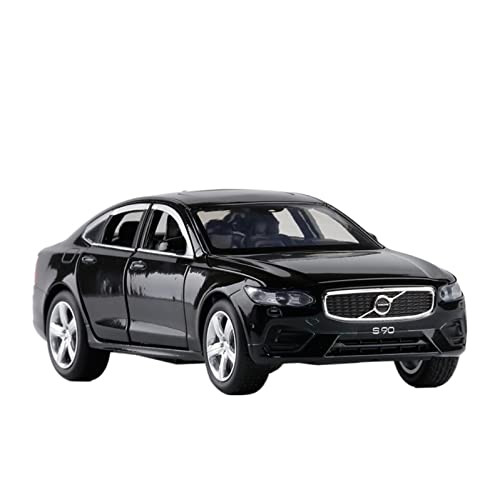 1 32 Passend Für Volvo S90 2019 Alu-Druckguss-Simulations-Modellauto Mit Licht-Sound-Pull-Back-Boy-Geschenken Druckgussmodelle Motorfahrzeuge(Schwarz) von DUEVEL