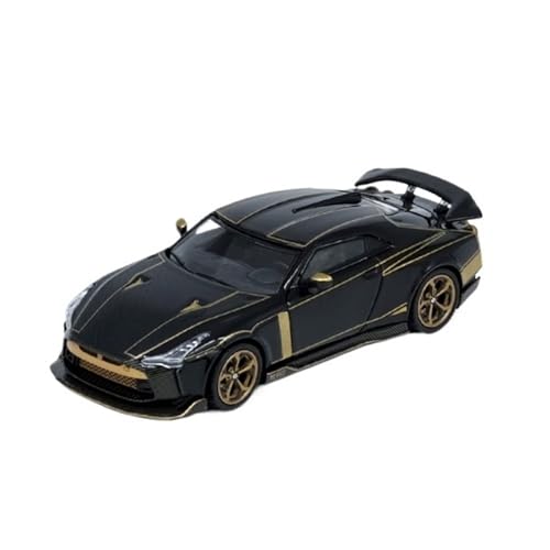 1 64 Für Nissan GTR Schwarz Gold Legierung Auto Modell Sammler Statische Ornament Für Display Druckgussmodelle Motorfahrzeuge von DUEVEL