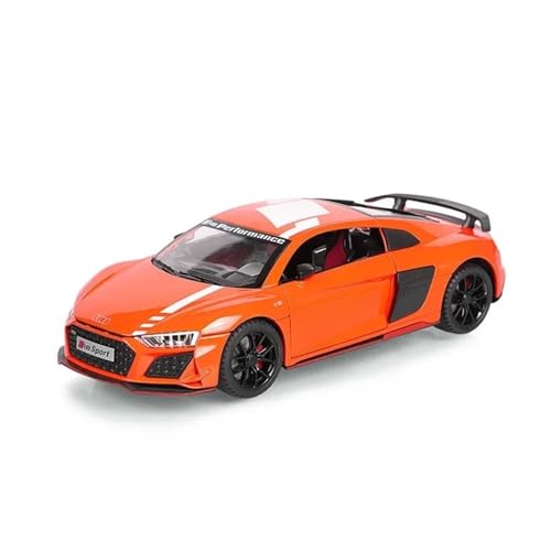 1:24 Für Audi R8 V10 Sport Alloy Diecast Toy Car Model Wheel Steering Sound and Light Toy Collectibles Druckgussmodelle Motorfahrzeuge(Orange) von DUEVEL