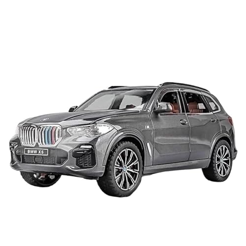 1:24 Für BMW X5 SUV Legierung Auto Druckguss Spielzeug Fahrzeuge Auto Modell Sound Und Licht Zurückziehen Auto Geschenke Druckgussmodelle Motorfahrzeuge(Gray) von DUEVEL