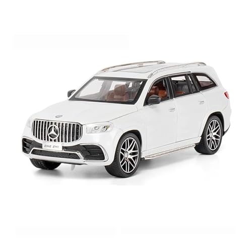 1:24 Für Benz GLS63 AMG Legierung Auto Modell Sound Und Licht Zurückziehen Spielzeug Diecast Spielzeug Auto Sammeln Dekoration Druckgussmodelle Motorfahrzeuge(White) von DUEVEL