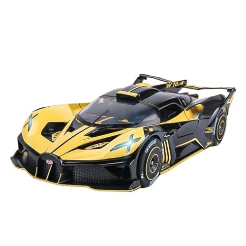 1:24 Für Bugatti Bolide Legierung Sport Auto Modell Druck Druck & Spielzeug Metall Super Auto Modell Sound Licht Geschenk Druckgussmodelle Motorfahrzeuge(Yellow) von DUEVEL